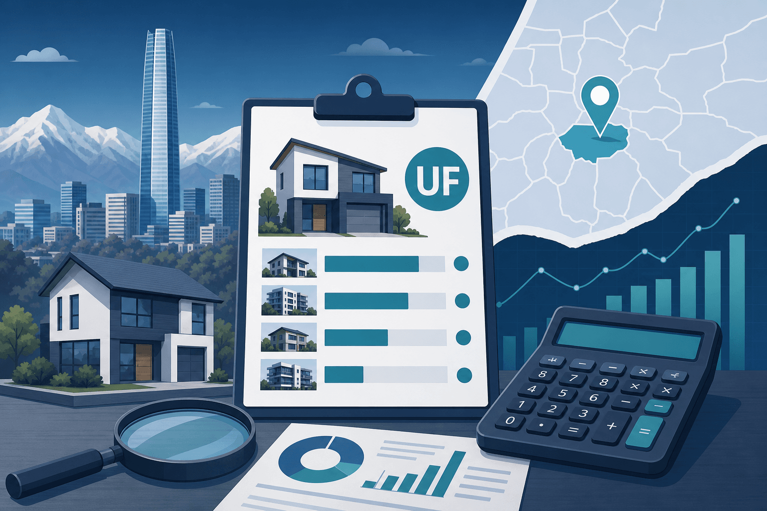 Tasaciones inmobiliarias Chile: fija precios en UF con datos de mercado